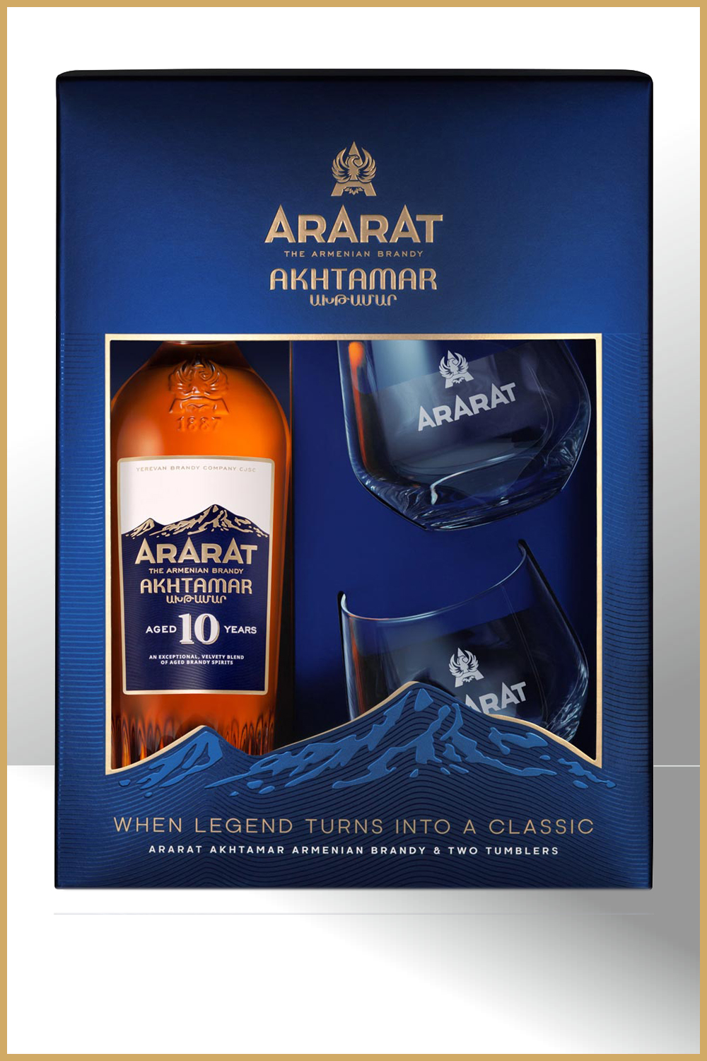 ArArAt Brandy  10 ετών Αχταμάρ 700ml & 2 ποτήρια      